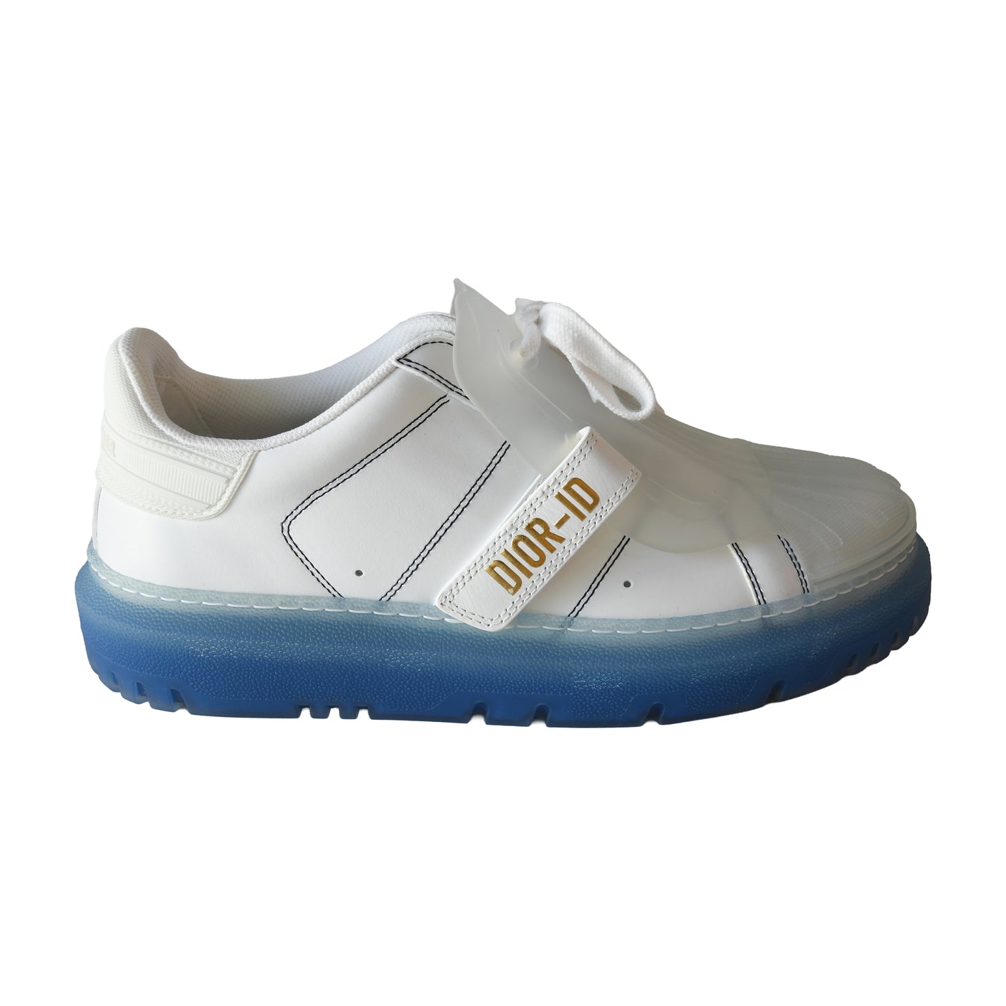 Dior Dior-ID Transparent Deep Blue Rubber Sole Sneakers White-NOBLEMARS