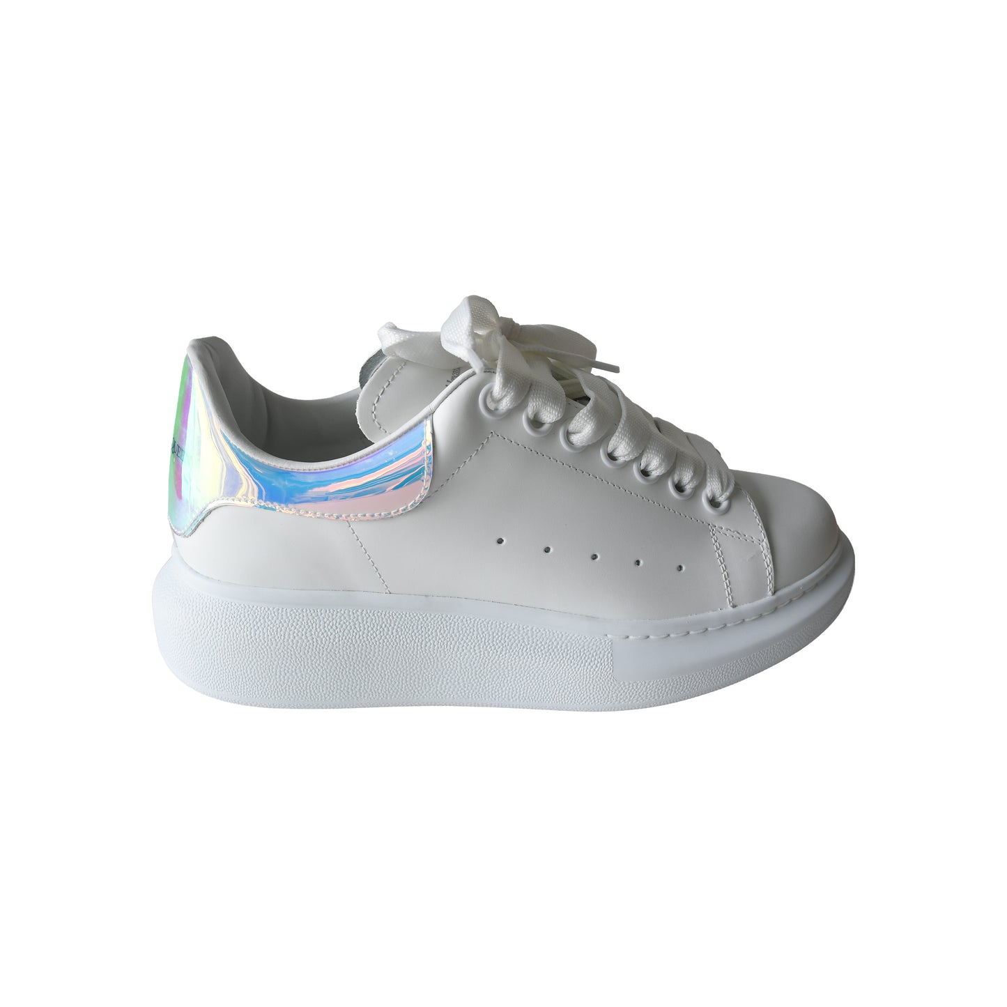 Alexander McQueen Iridescent Oversized Sneaker Larry Trainers White Shock Pink-NOBLEMARS