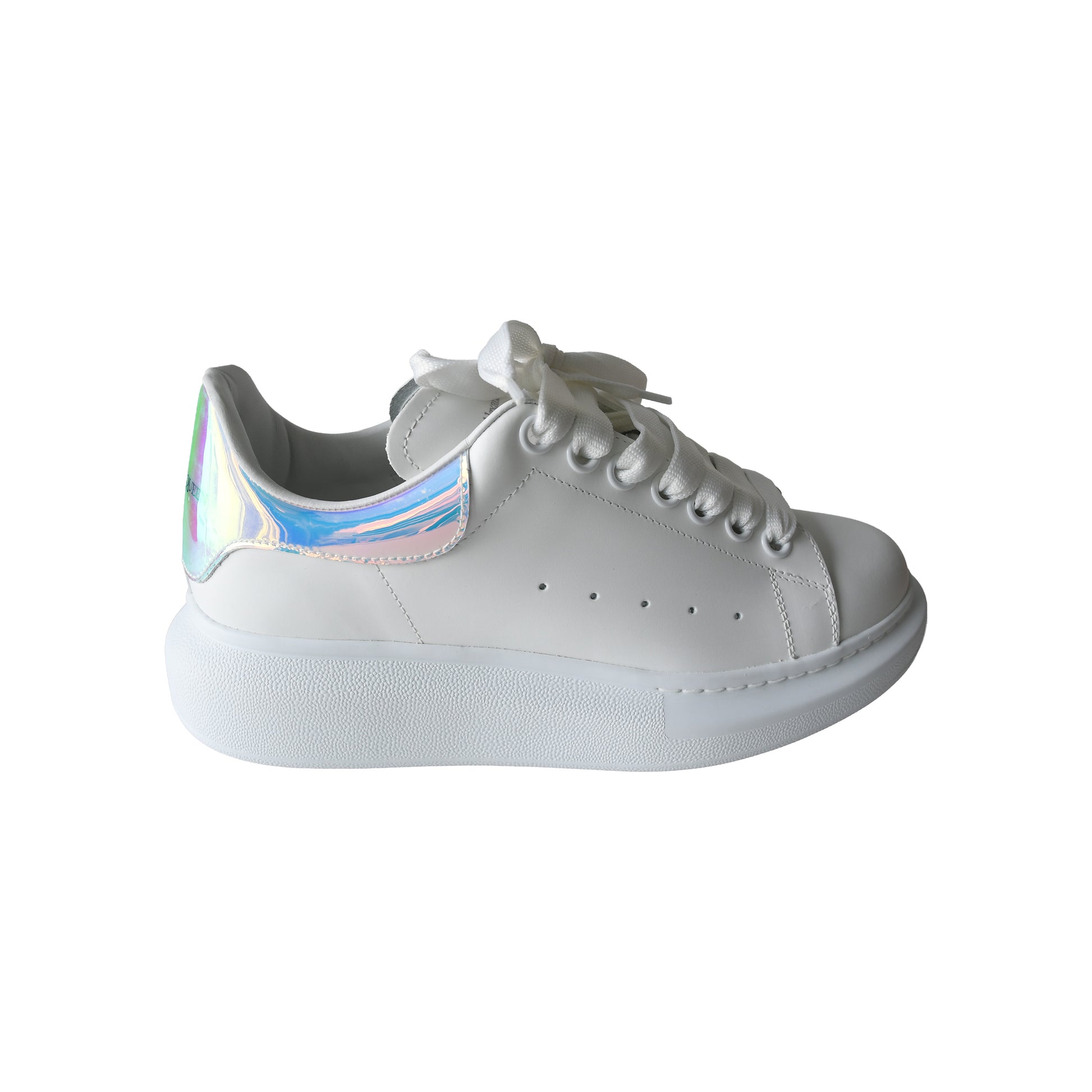 Alexander McQueen Iridescent Oversized Sneaker Larry Trainers White Shock Pink-NOBLEMARS