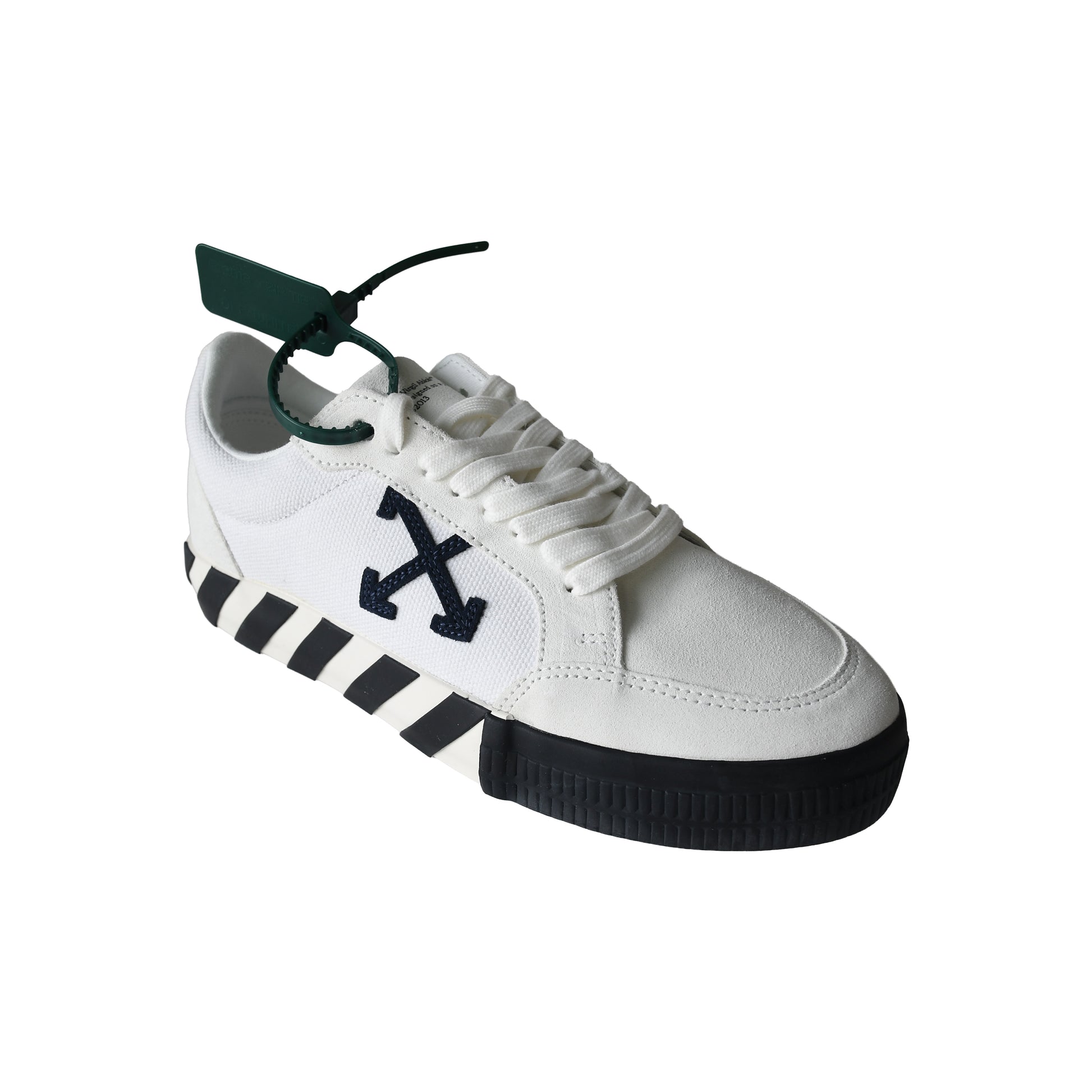 Off White Low Vulcanized Canvas Suede Sneaker White Navy-NOBLEMARS