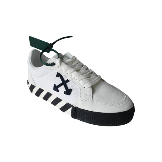 Off White Low Vulcanized Canvas Suede Sneaker White Navy-NOBLEMARS