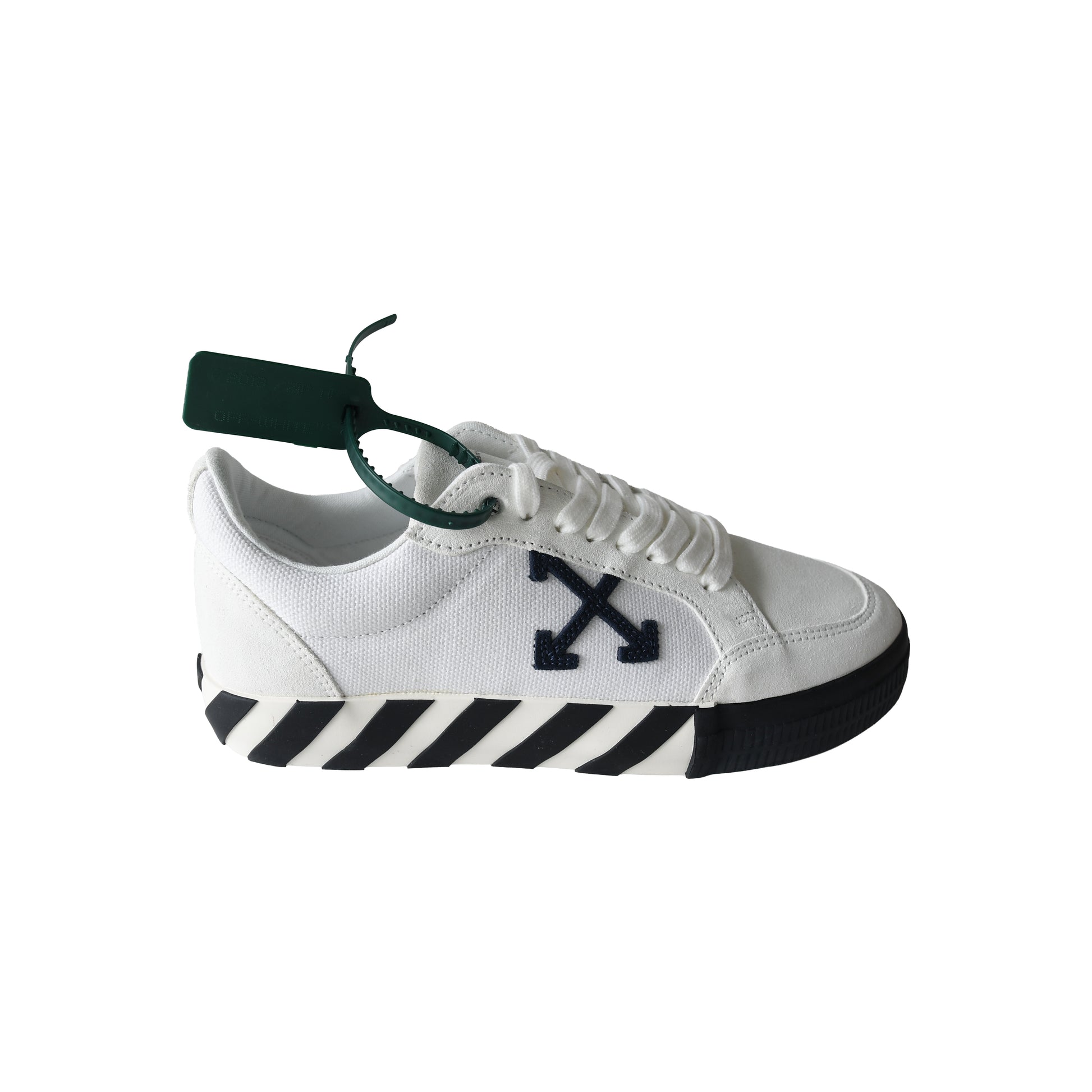 Off White Low Vulcanized Canvas Suede Sneaker White Navy-NOBLEMARS