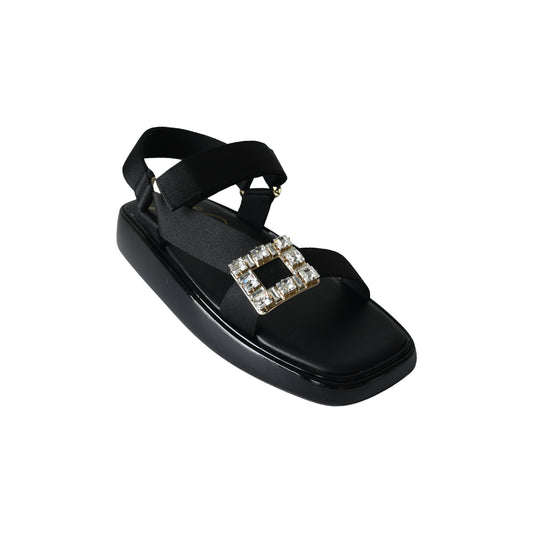 Roger Vivier Vivier Slide Trekky Sandal Black-NOBLEMARS