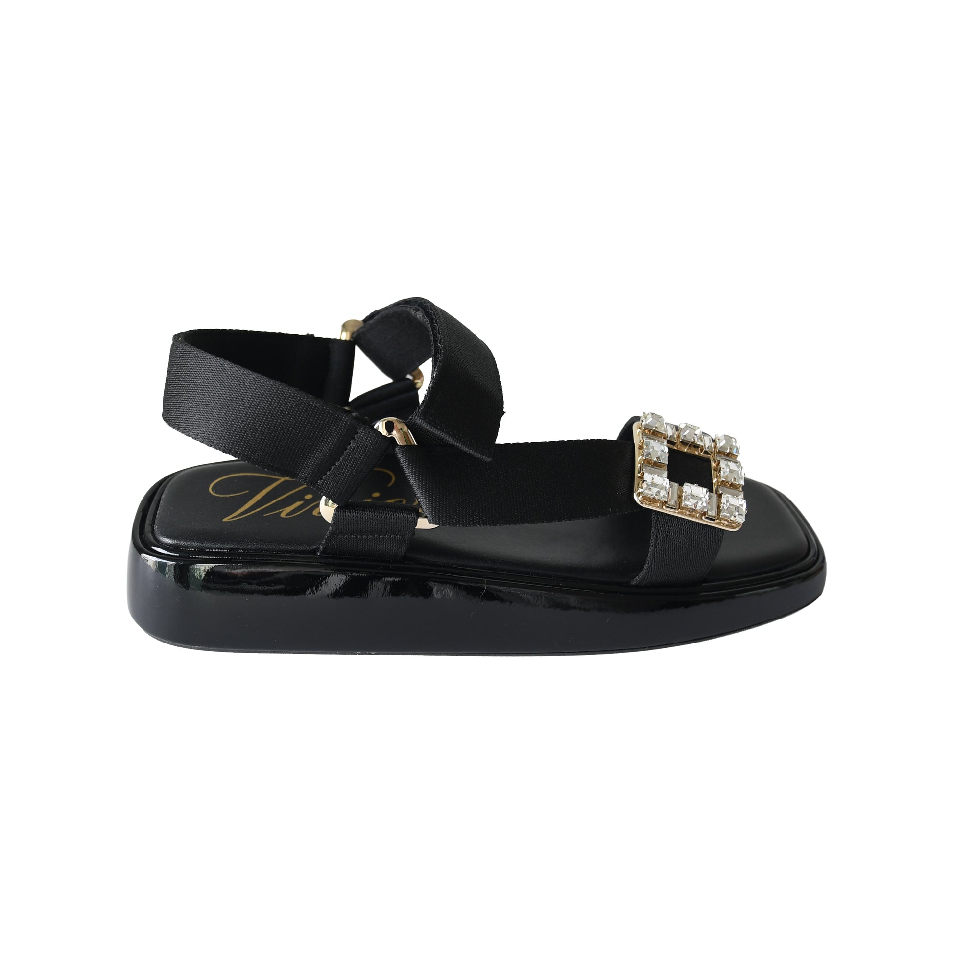 Roger Vivier Vivier Slide Trekky Sandal Black-NOBLEMARS