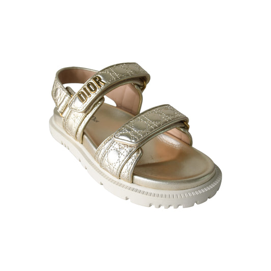 Dior DiorAct Sandal Cannage Laminat Pale Gold-NOBLEMARS