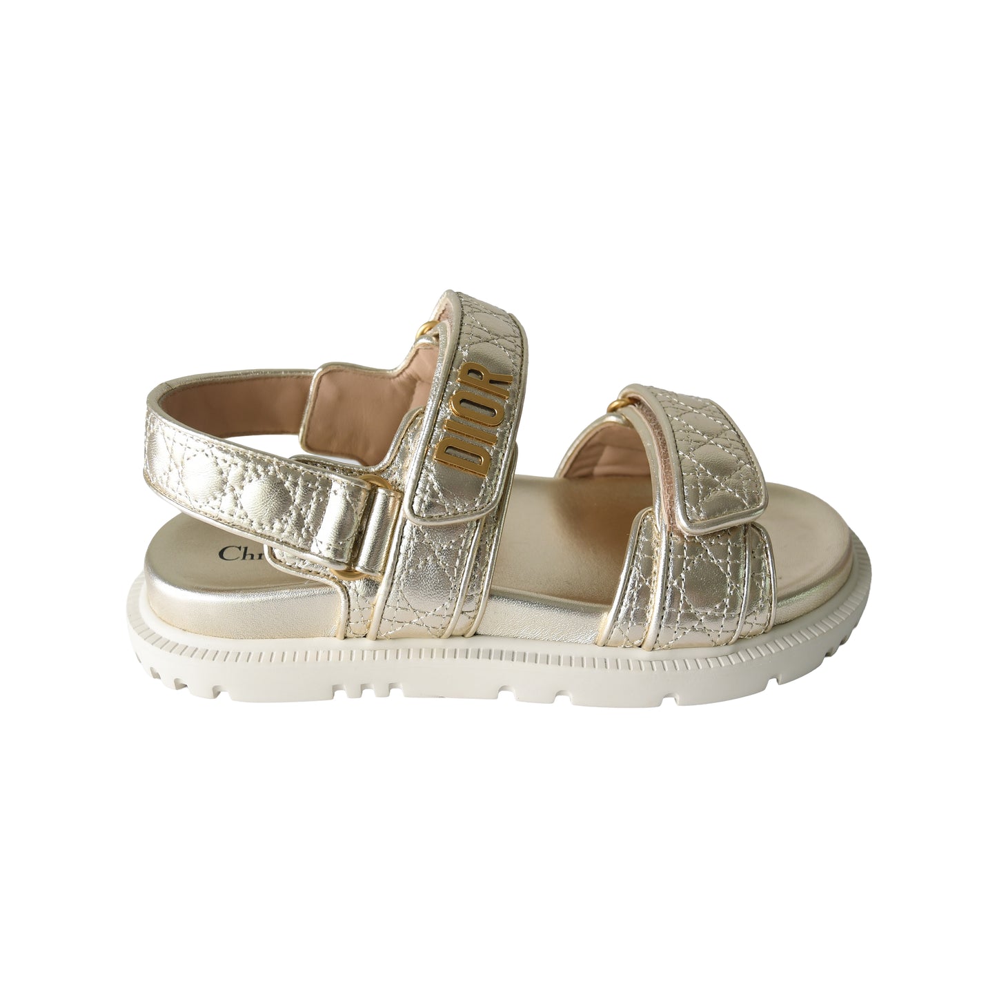 Dior DiorAct Sandal Cannage Laminat Pale Gold-NOBLEMARS