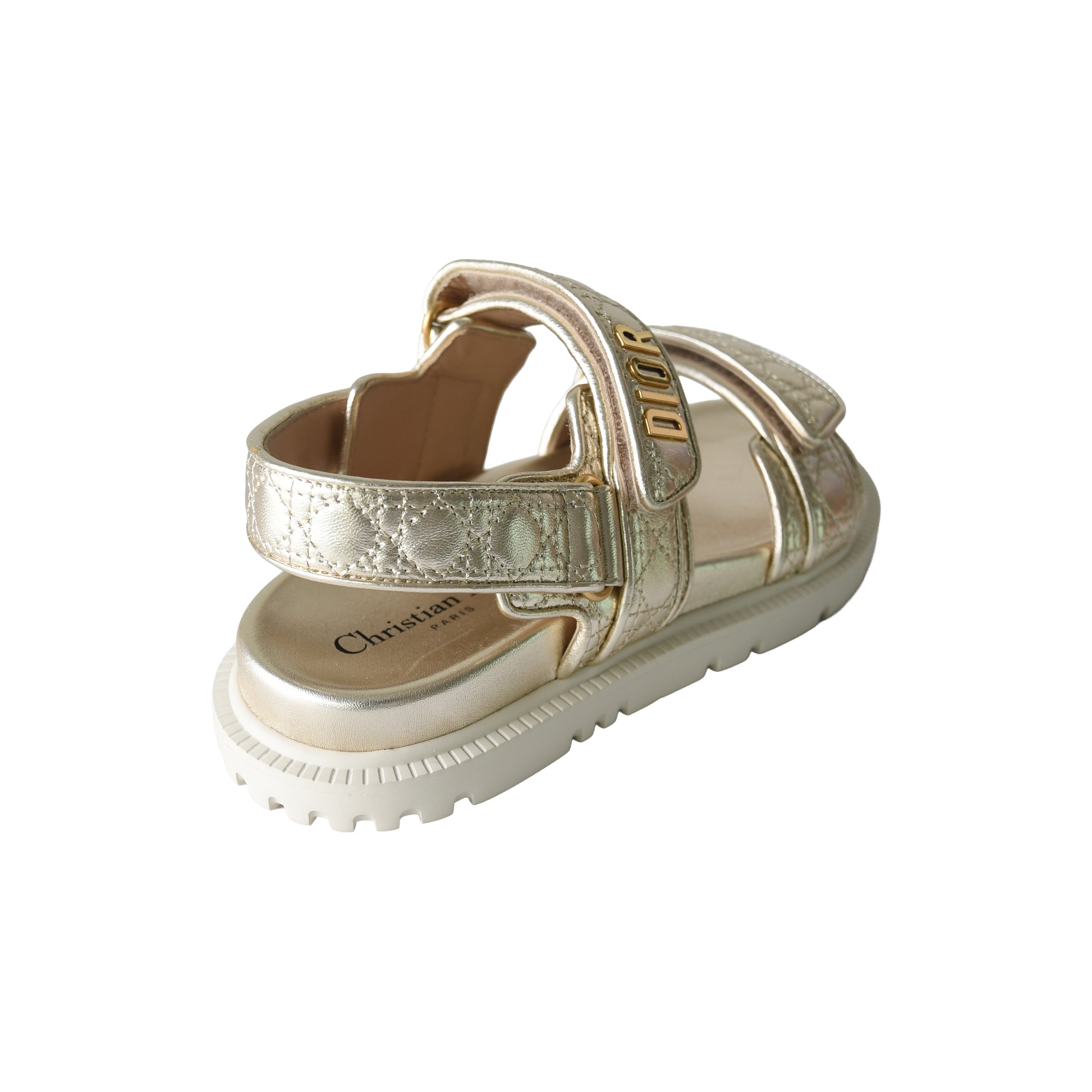 Dior DiorAct Sandal Cannage Laminat Pale Gold-NOBLEMARS