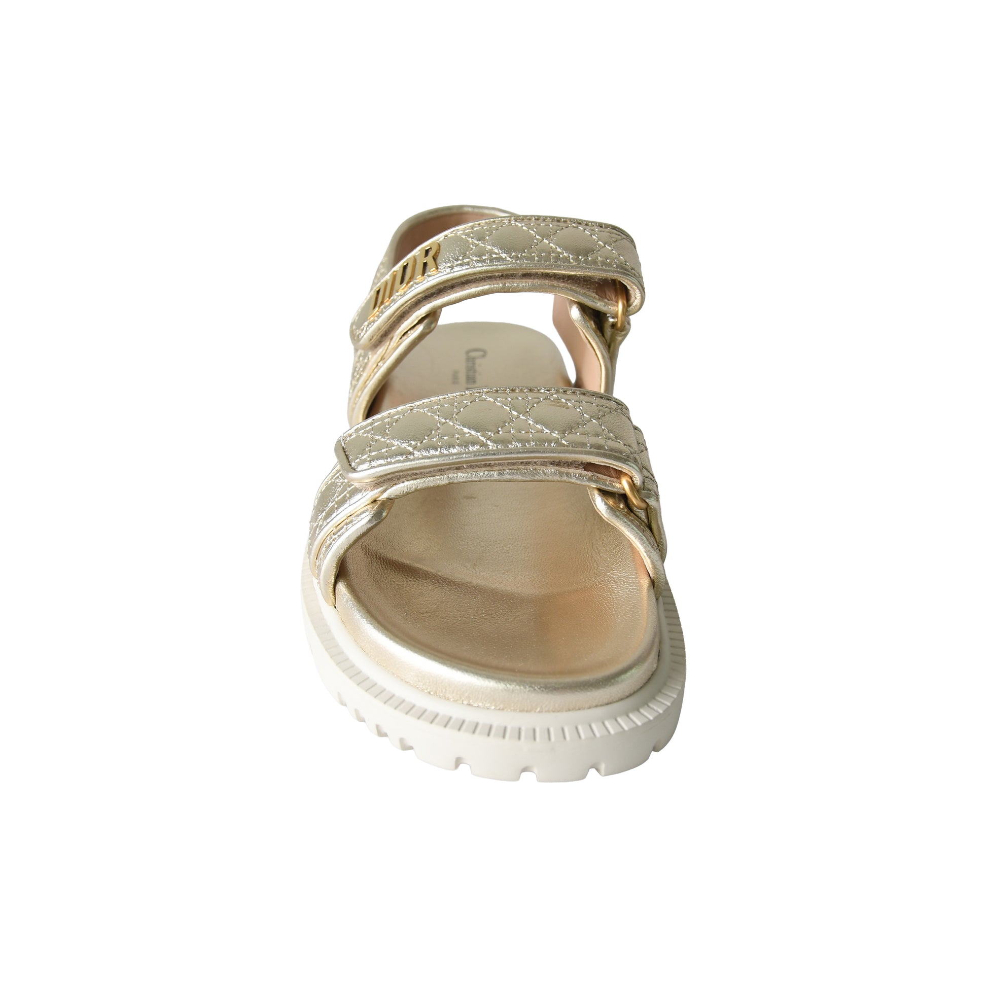 Dior DiorAct Sandal Cannage Laminat Pale Gold-NOBLEMARS