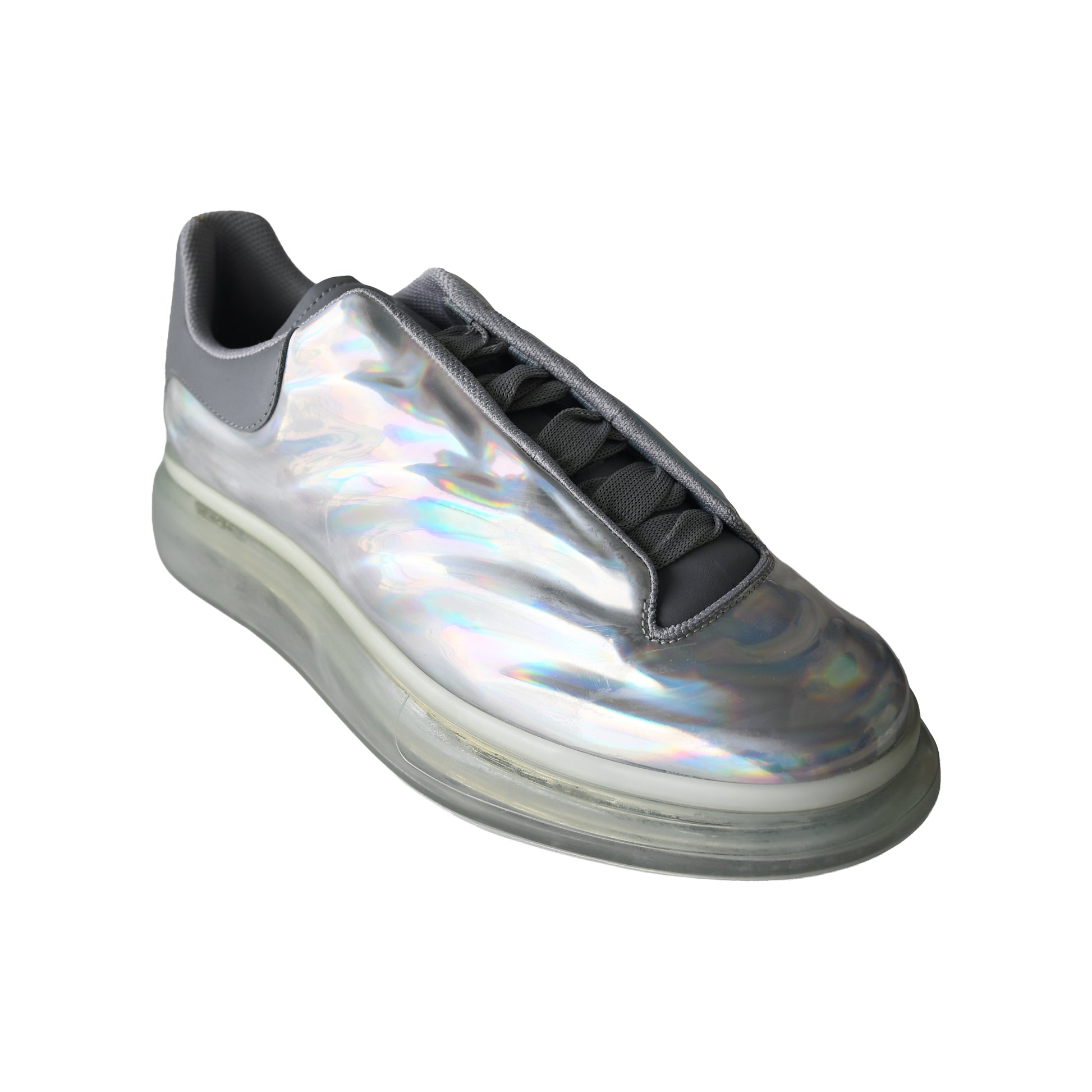 Alexander McQueen Oversized Glitter Sneaker Silver-NOBLEMARS