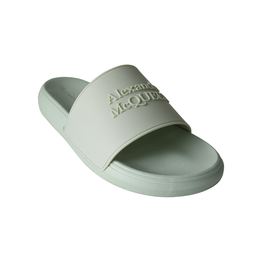 Alexander McQueen Logo Rubber Slide Sandal Pistachio-NOBLEMARS