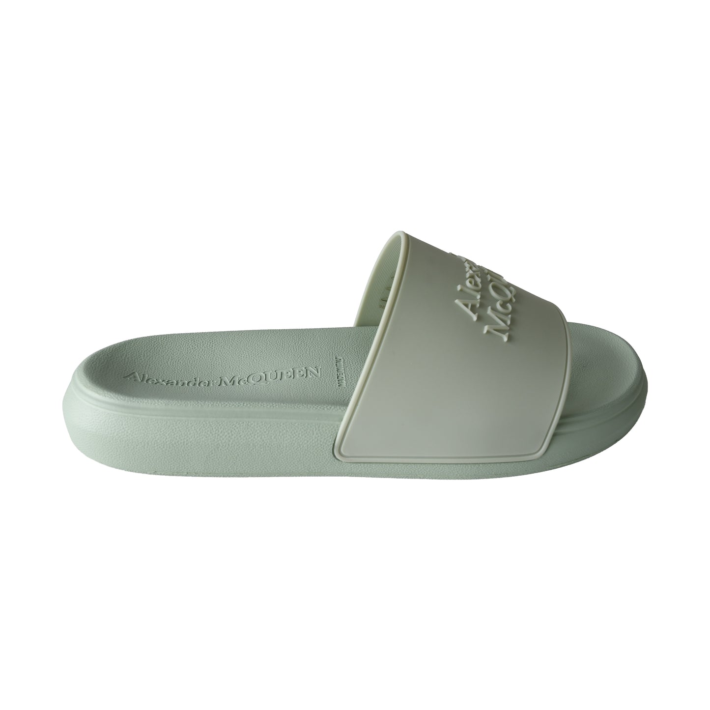 Alexander McQueen Logo Rubber Slide Sandal Pistachio-NOBLEMARS