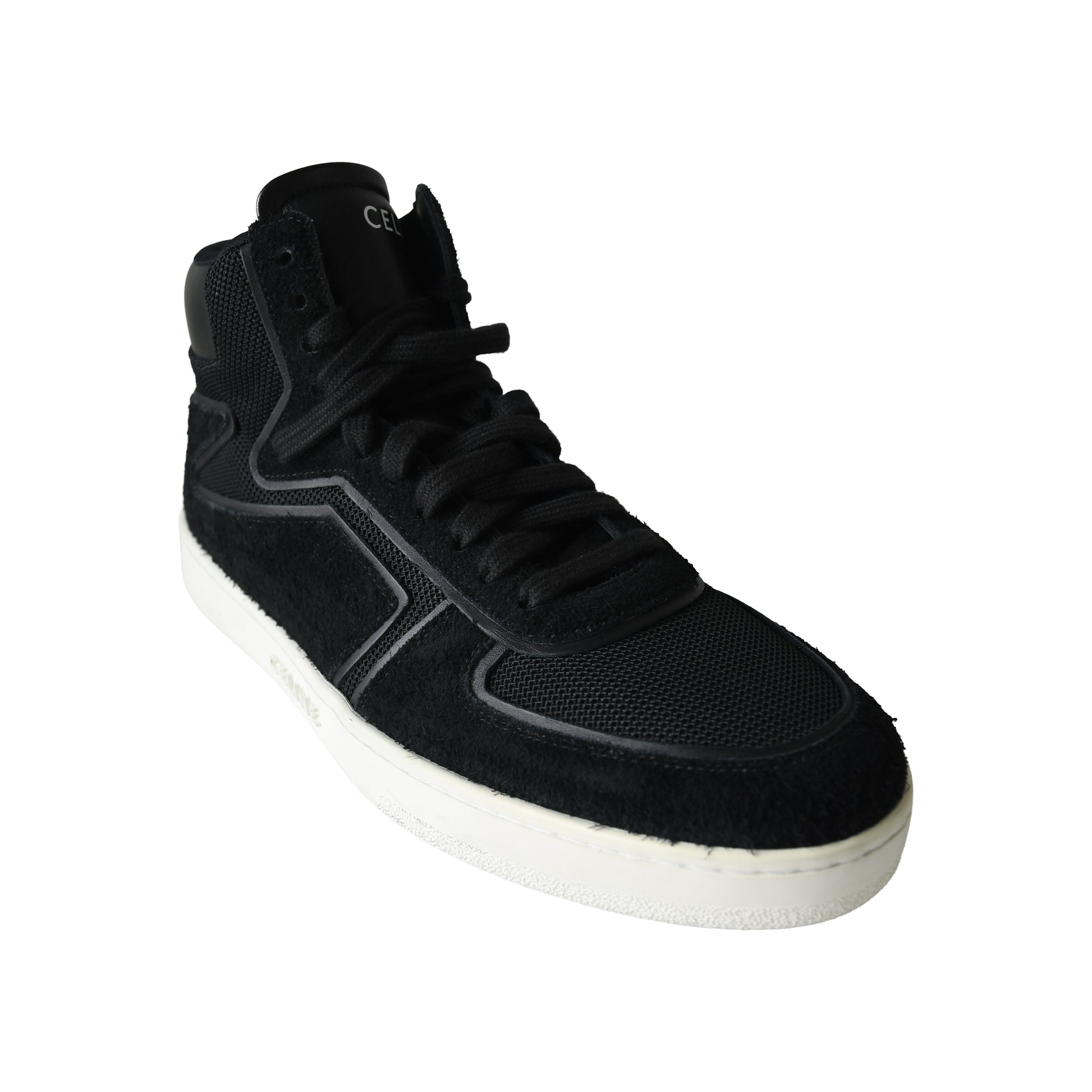 Celine Z Trainer CT-01 High Top Suede Calf Mesh Sneaker Black-NOBLEMARS