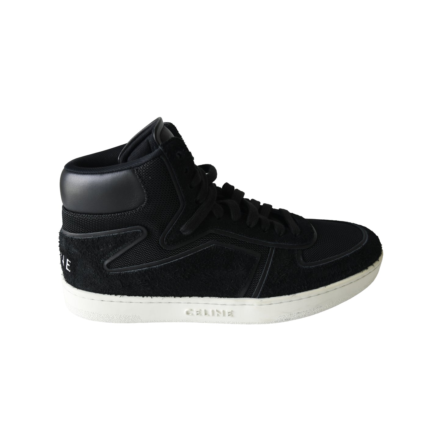 Celine Z Trainer CT-01 High Top Suede Calf Mesh Sneaker Black-NOBLEMARS