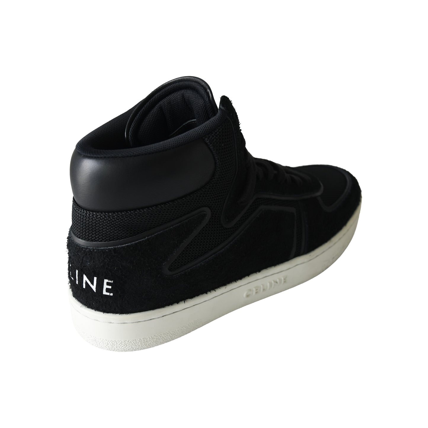Celine Z Trainer CT-01 High Top Suede Calf Mesh Sneaker Black-NOBLEMARS