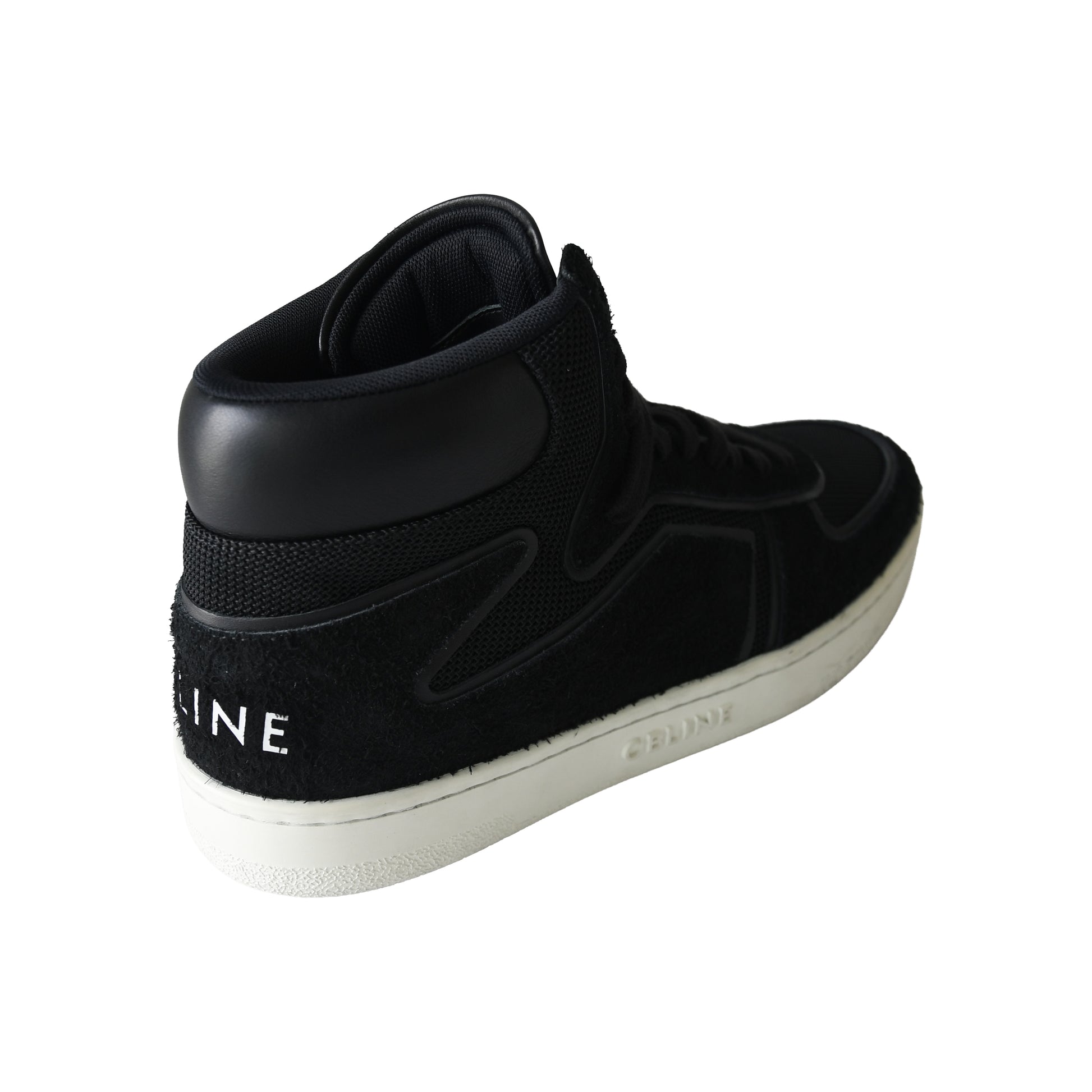 Celine Z Trainer CT-01 High Top Suede Calf Mesh Sneaker Black-NOBLEMARS