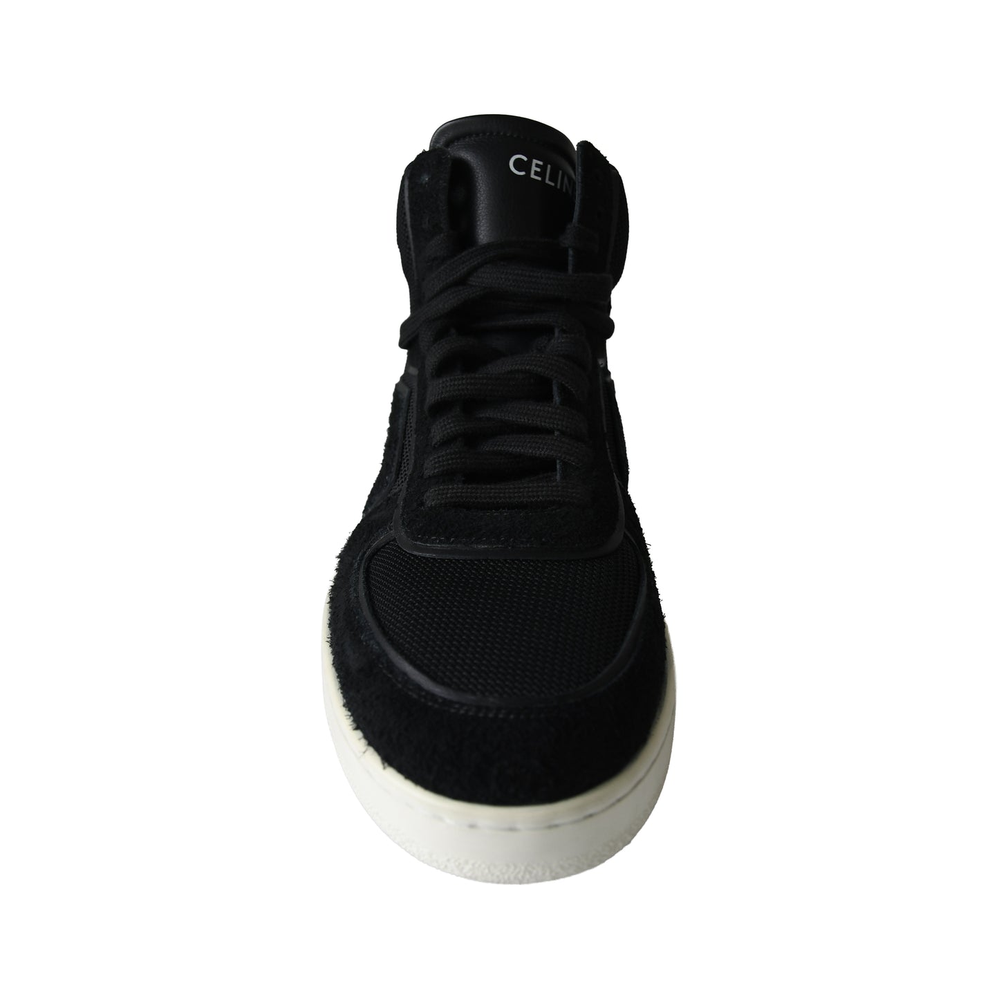 Celine Z Trainer CT-01 High Top Suede Calf Mesh Sneaker Black-NOBLEMARS