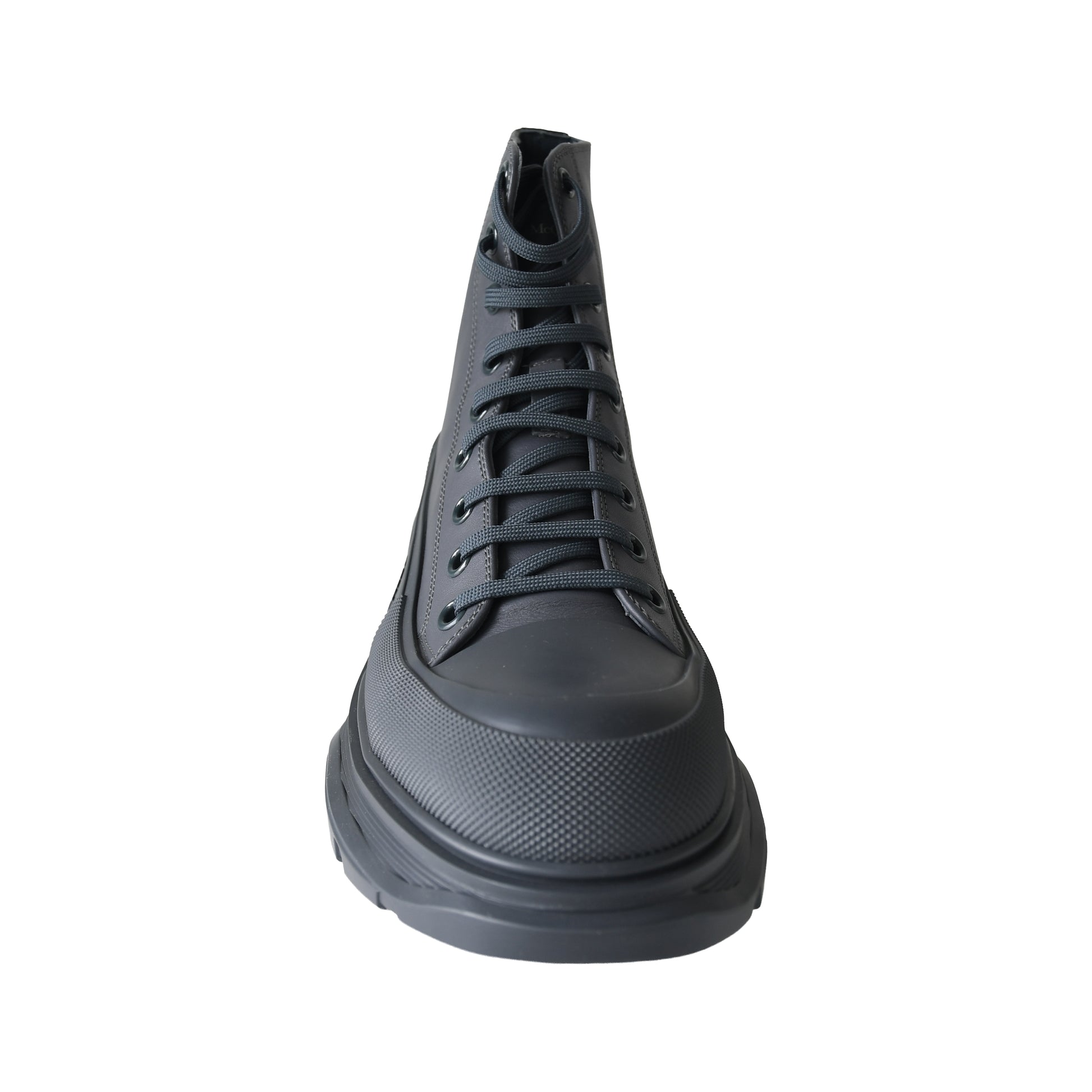 Alexander McQueen Boxer Dog Calf Boots Anthracite Dark Grey-NOBLEMARS