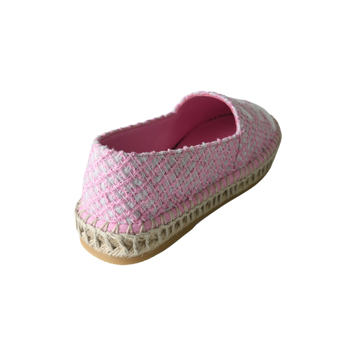 Chanel Espadrilles Tweed Lambskin Flats Light Pink White-NOBLEMARS