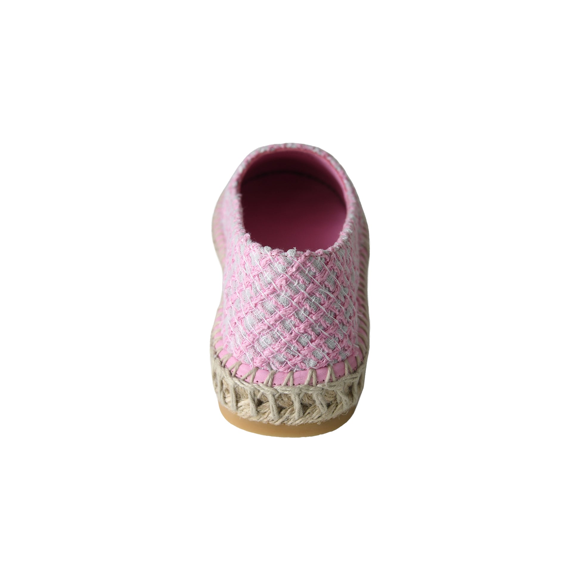 Chanel Espadrilles Tweed Lambskin Flats Light Pink White-NOBLEMARS