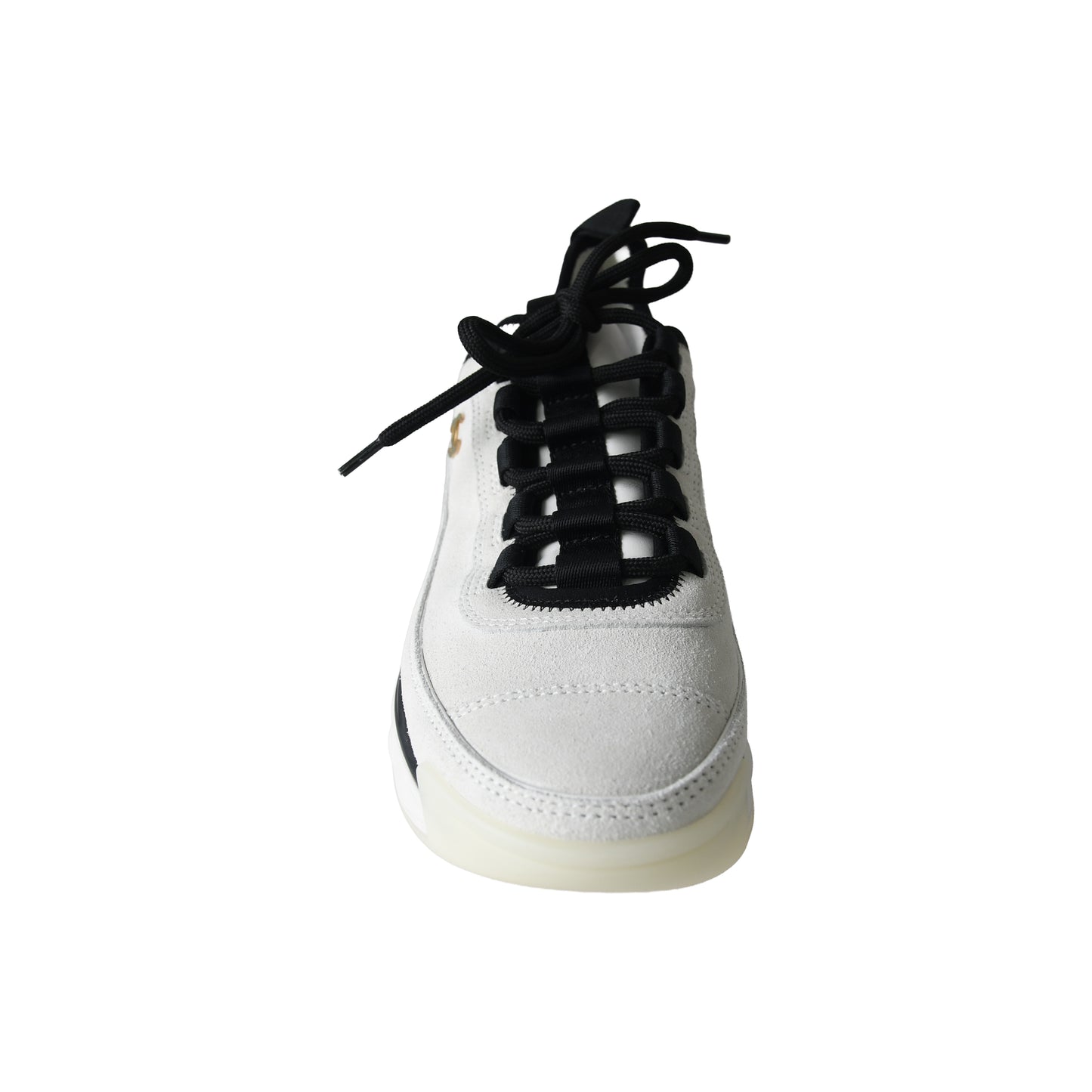 Chanel Velvet Calfskin & Mixed Fibers CC Sneaker Ivory Black-NOBLEMARS