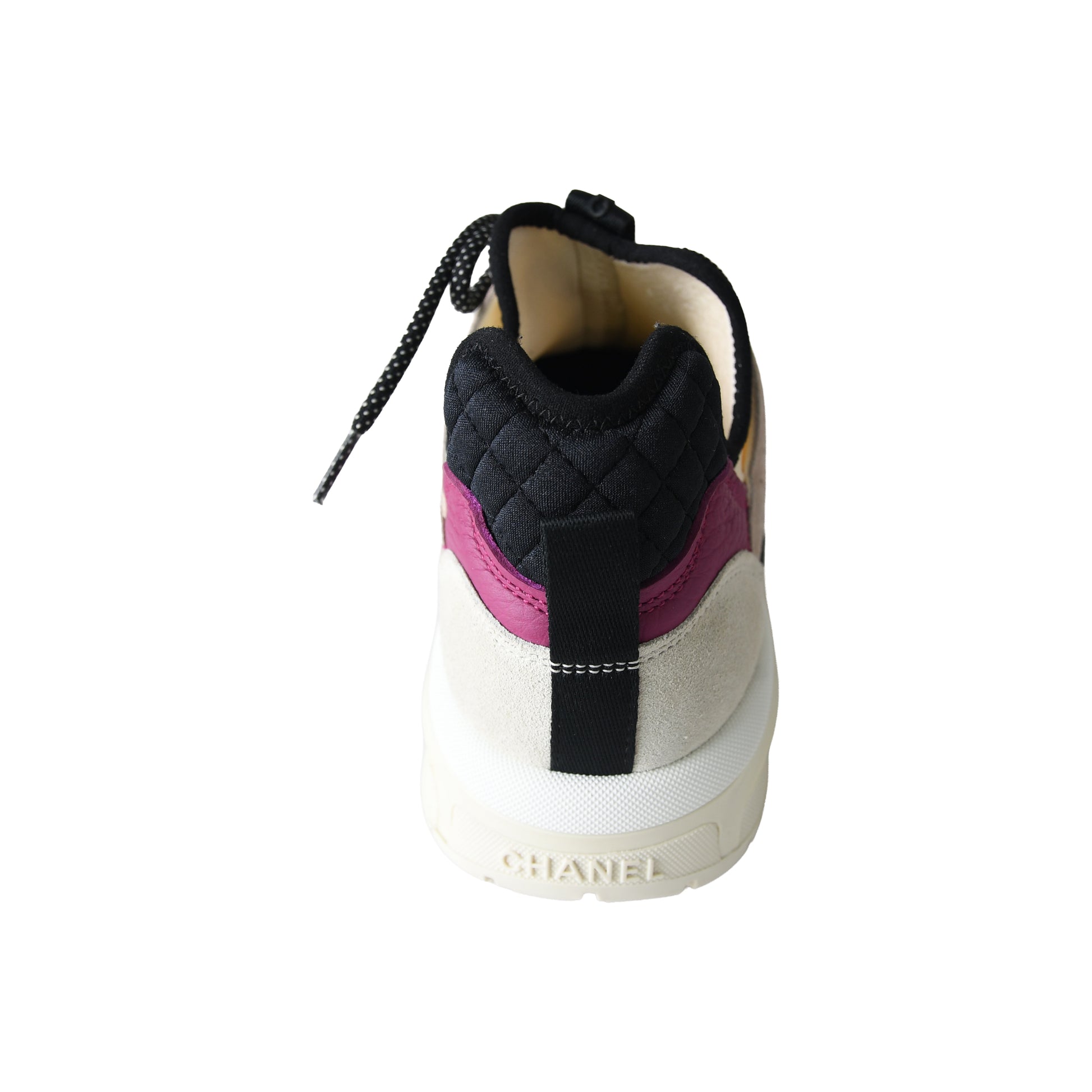 Chanel Suede Calfskin Mixed Fibers CC Sneakers Grey Black Pink-NOBLEMARS