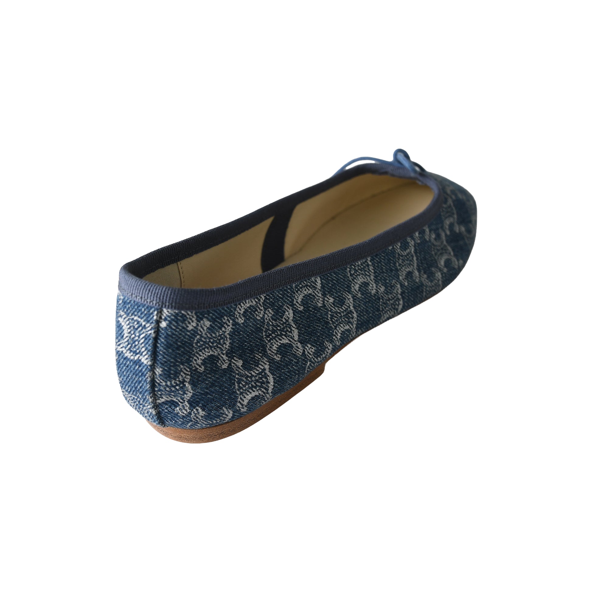 Celine Les Ballerines Triomphe Stamped Ballerina With Laces Denim-NOBLEMARS