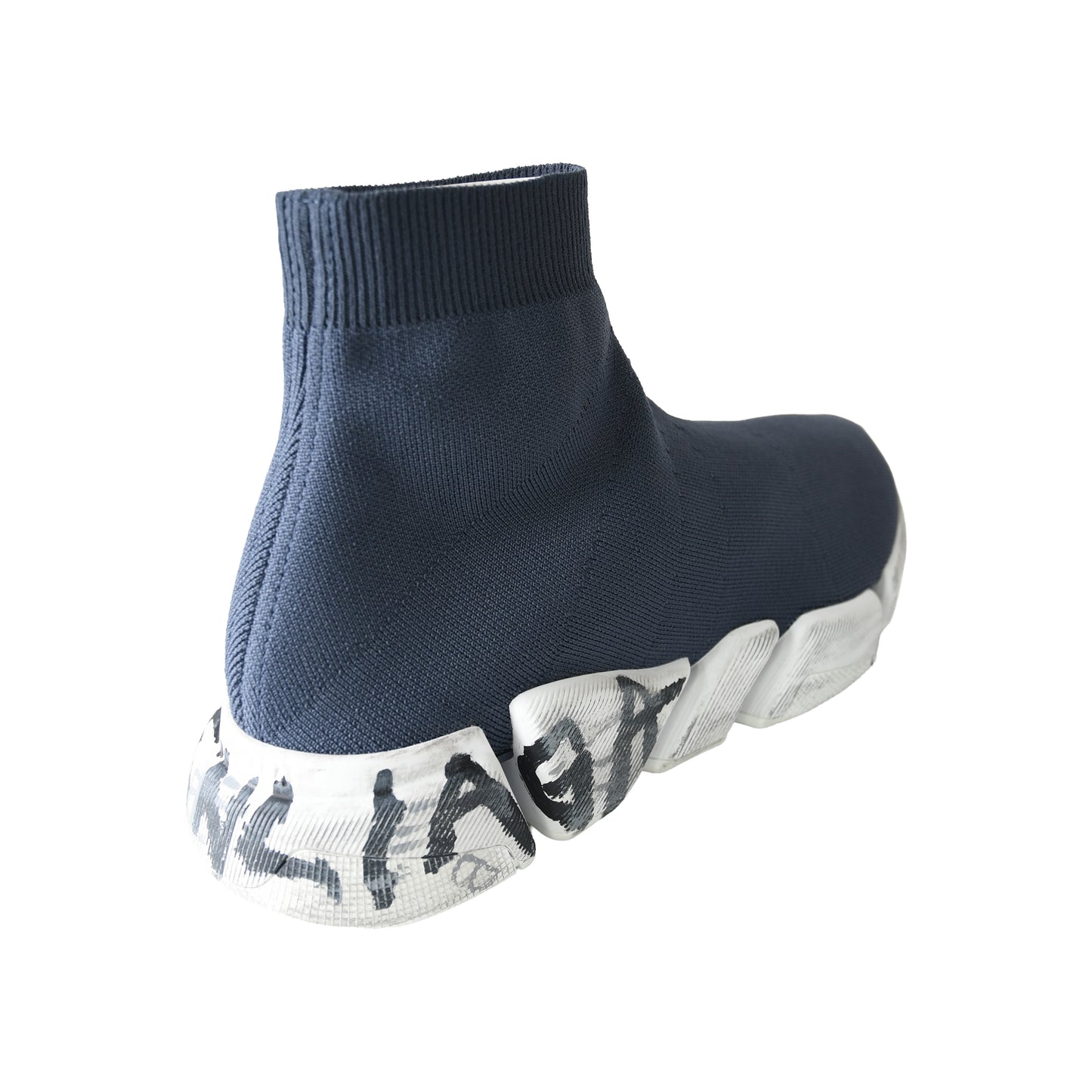 Balenciaga Speed 2.0 LT Rec Knit Graffiti Sole Sneaker Dark Blue-NOBLEMARS