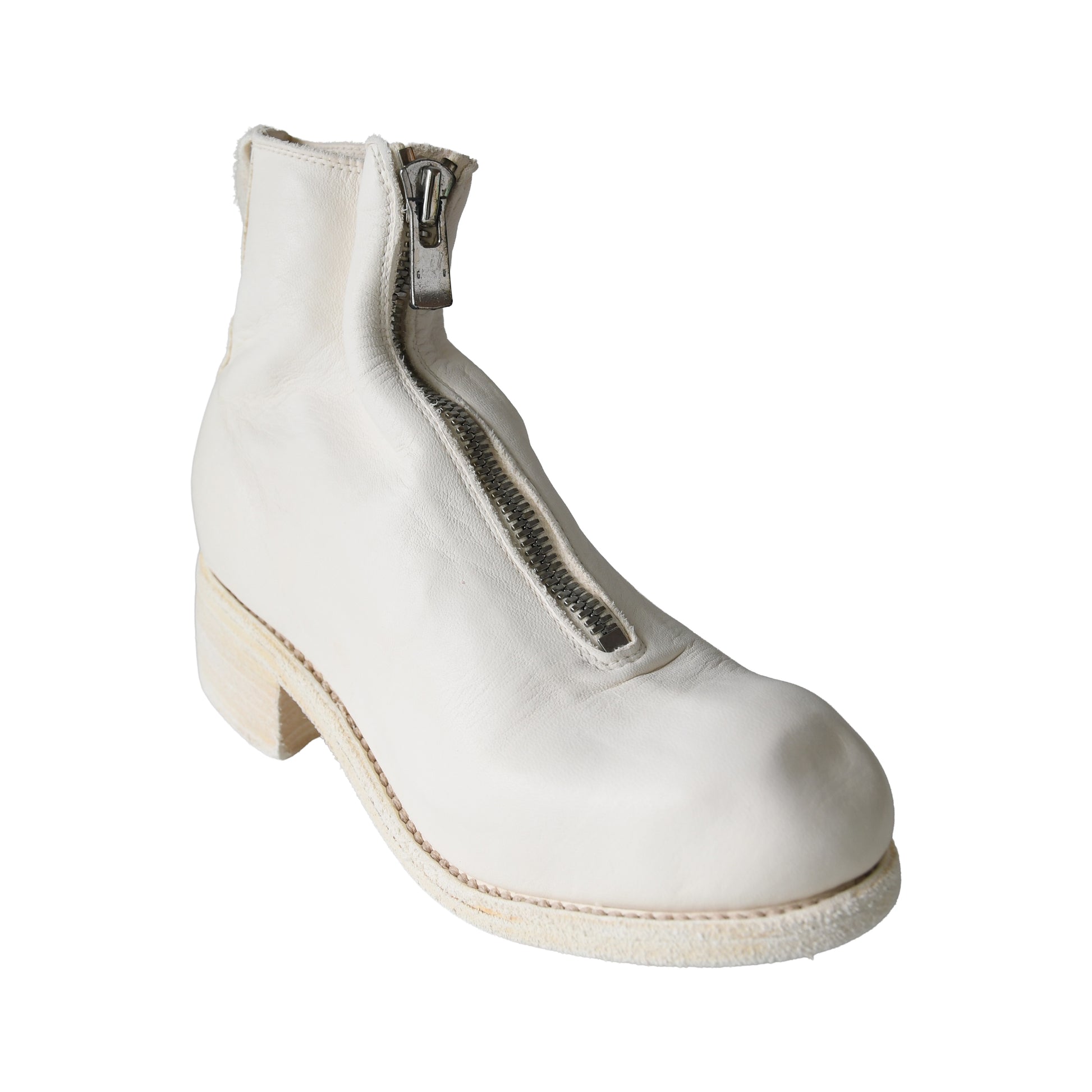 Guidi PL1 Soft Horse Full Grain Front Zip Boot White-NOBLEMARS