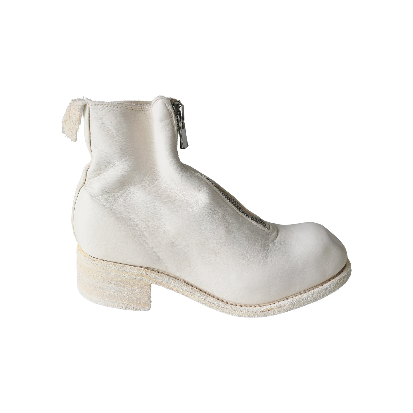 Guidi PL1 Soft Horse Full Grain Front Zip Boot White-NOBLEMARS