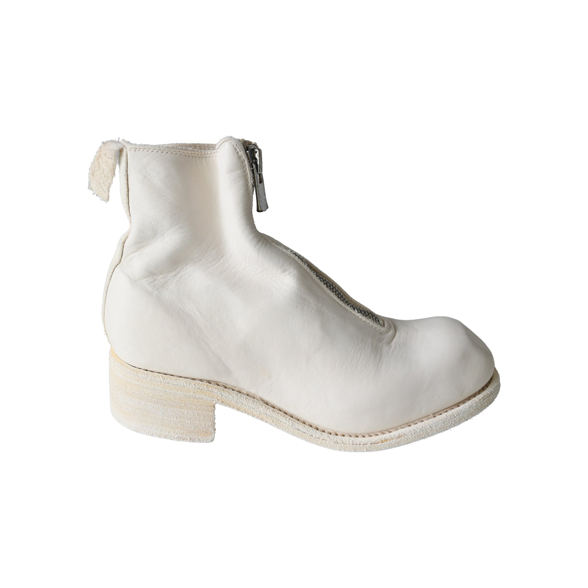 Guidi PL1 Soft Horse Full Grain Front Zip Boot White-NOBLEMARS