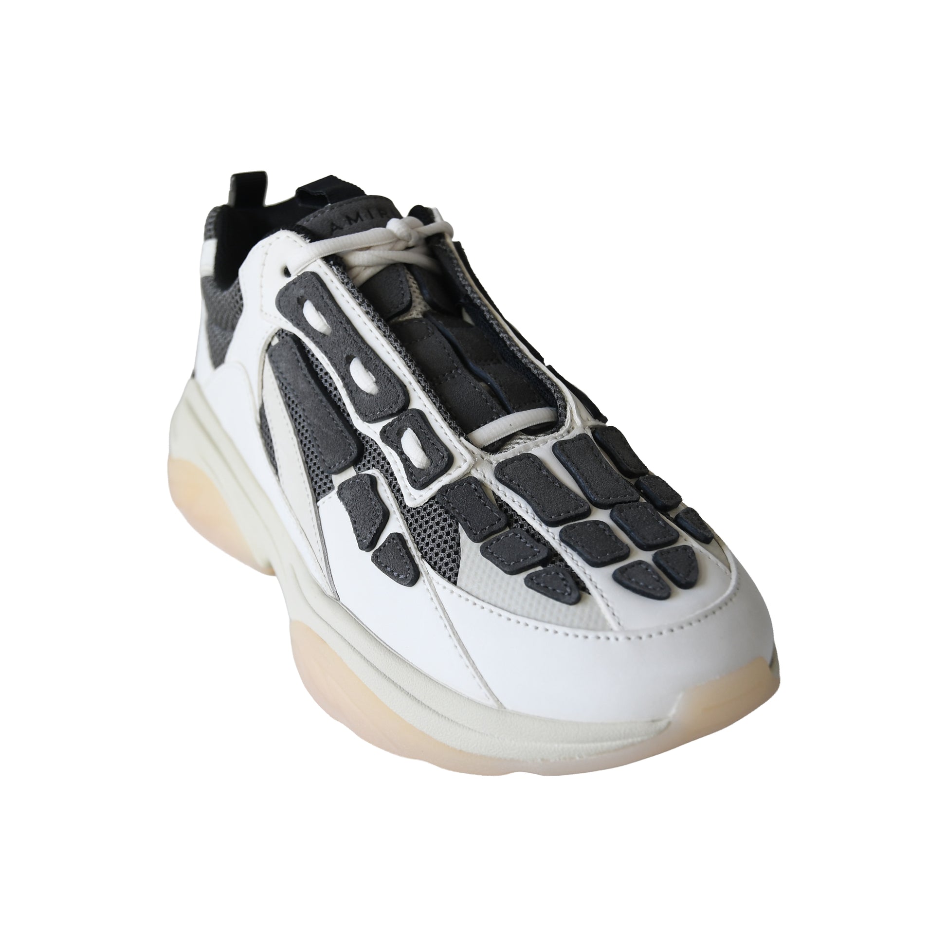 Amiri Bone Runner Leather Suede Mesh Sneaker Cream Black-NOBLEMARS