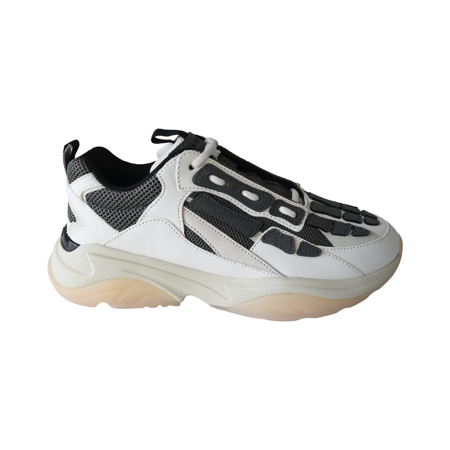 Amiri Bone Runner Leather Suede Mesh Sneaker Cream Black-NOBLEMARS