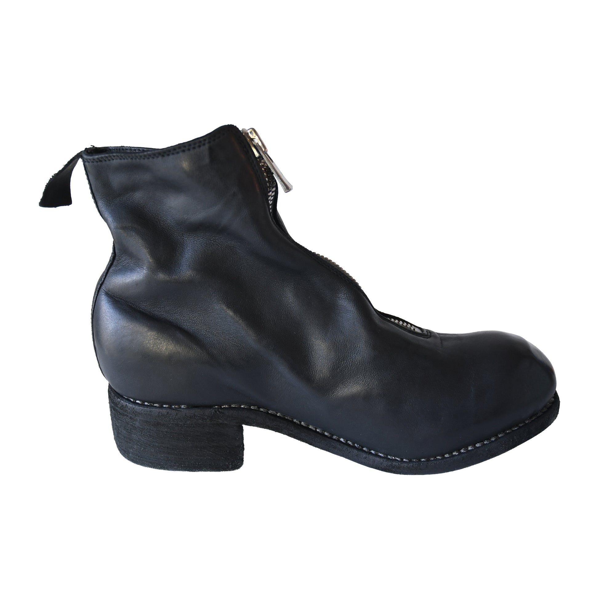 Guidi PL1 Soft Horse Full Grain Front Zip Boot Black-NOBLEMARS