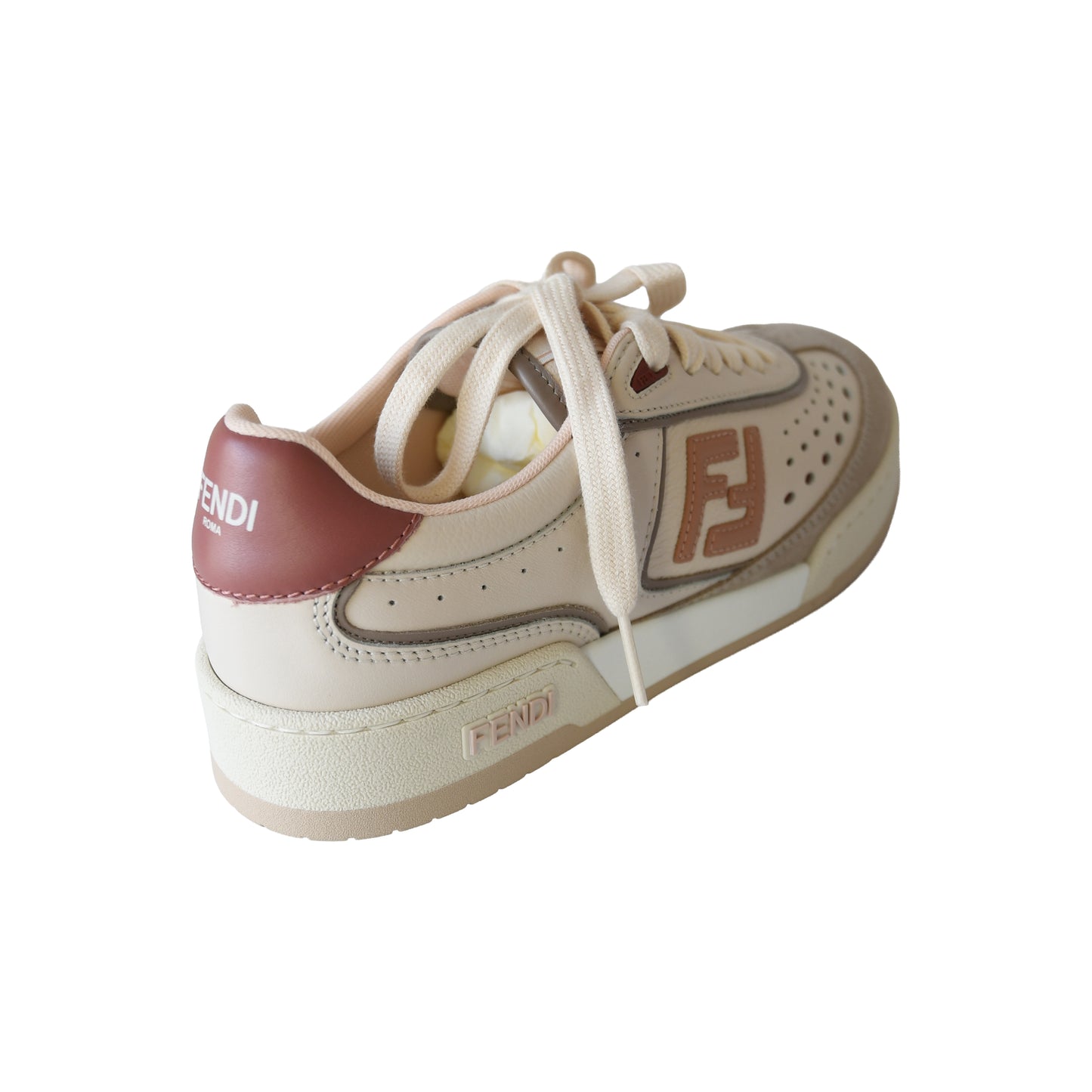 Fendi Match Suede Leather Low Top Sneaker Shell Sienna Mud Rose-NOBLEMARS