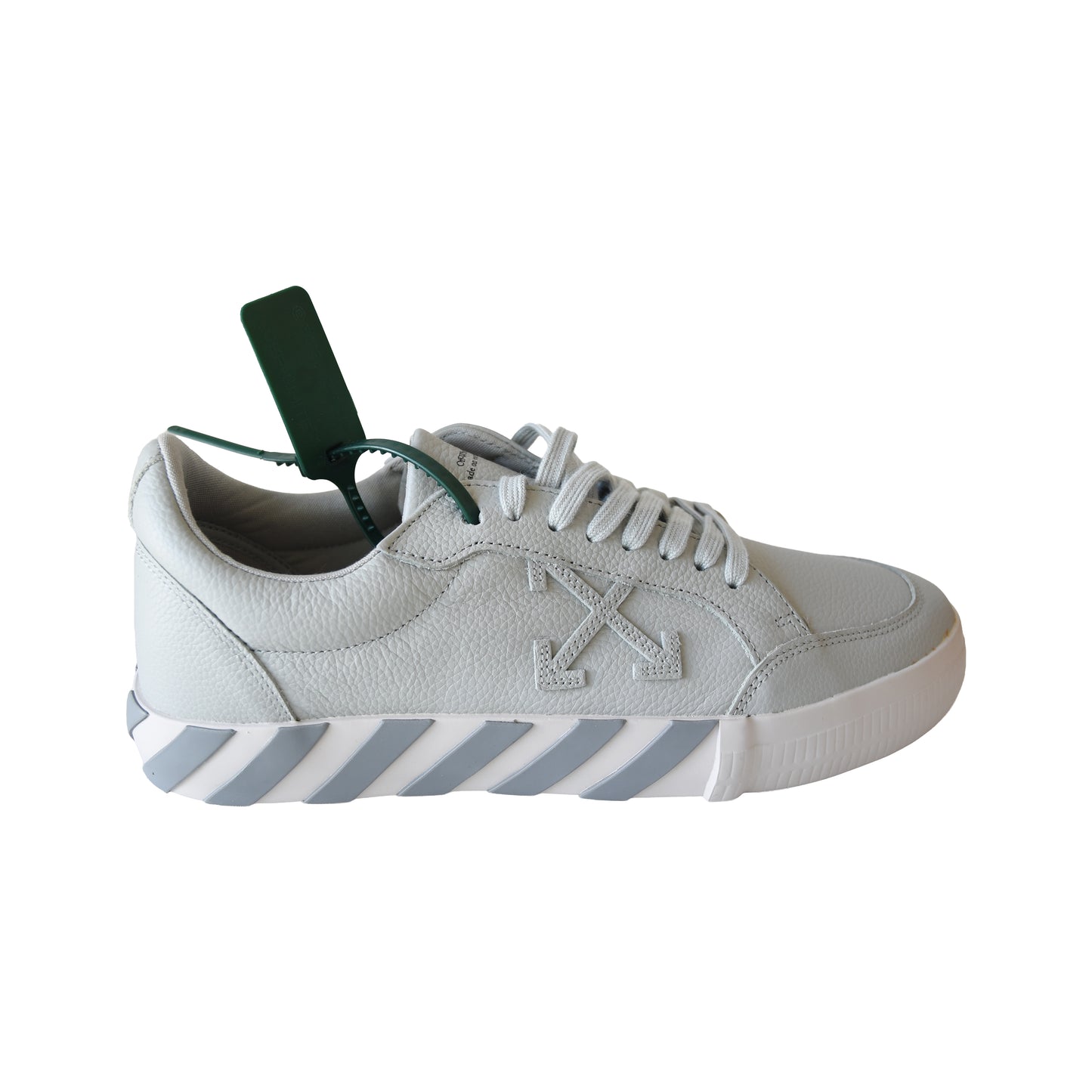 Off White Low Vulcanized Calf Leather Sneakers Grey White