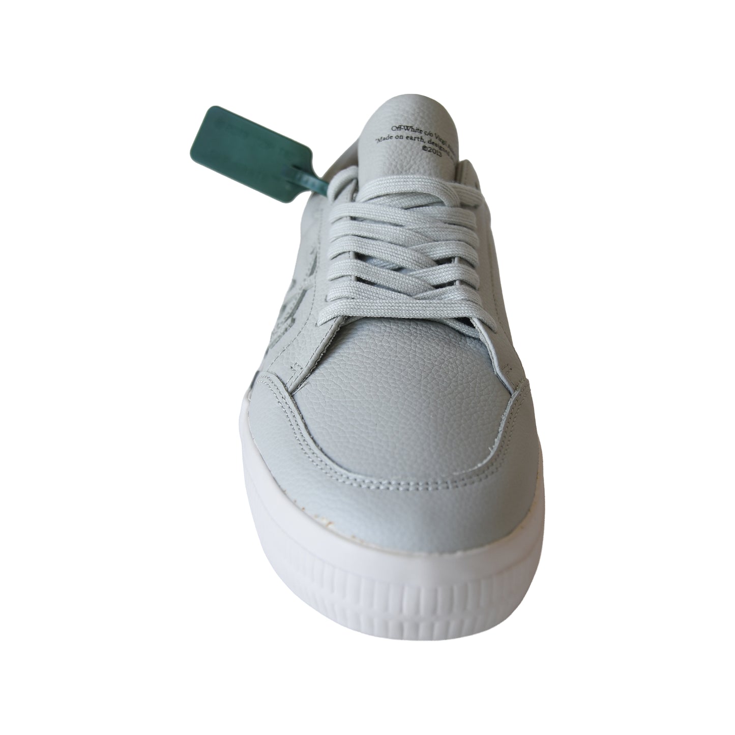 Off White Low Vulcanized Calf Leather Sneakers Grey White