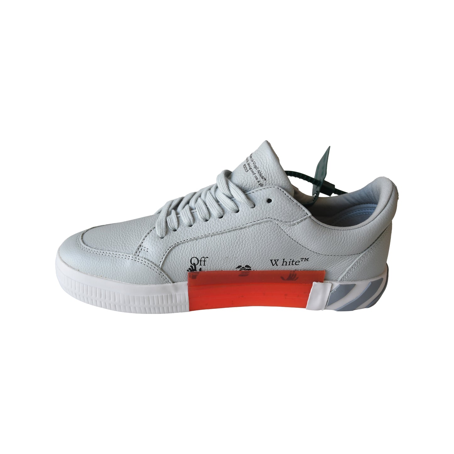 Off White Low Vulcanized Calf Leather Sneakers Grey White