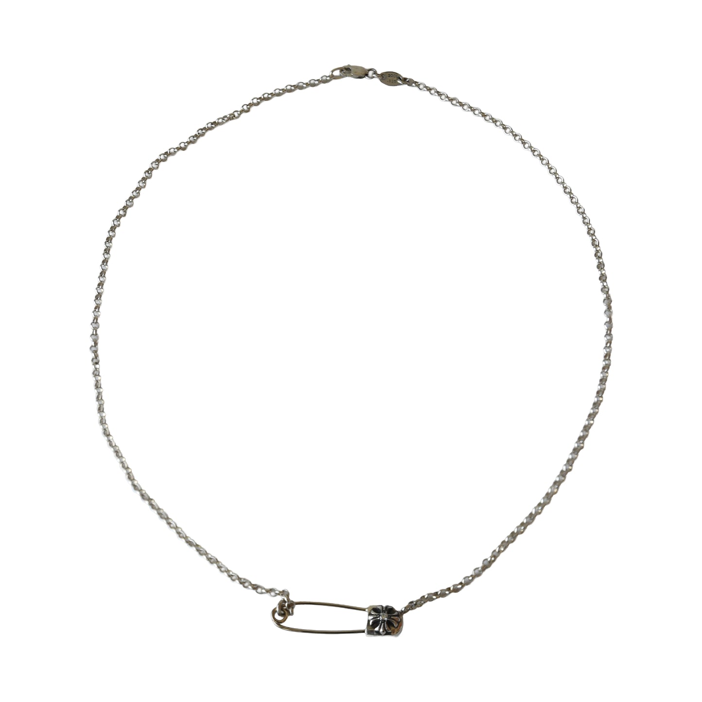 Chrome Hearts Safety Pin Clip Roll Chain Necklace Silver