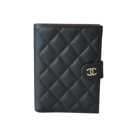 Chanel 26C CC Caviar Quilted Passport Holder Wallet Black