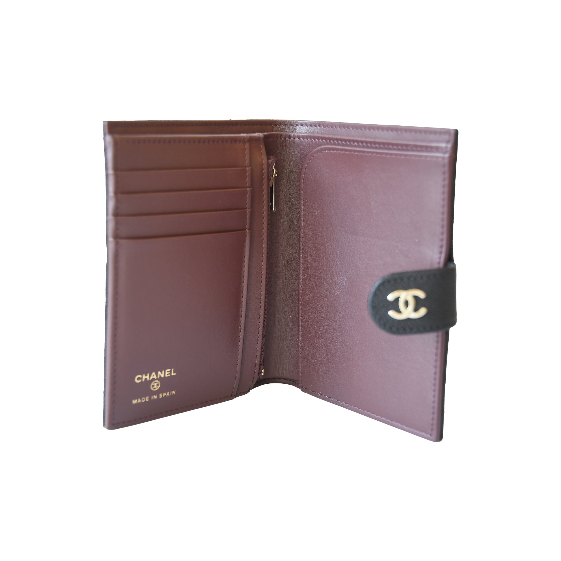 Chanel 26C CC Caviar Quilted Passport Holder Wallet Black-NOBLEMARS