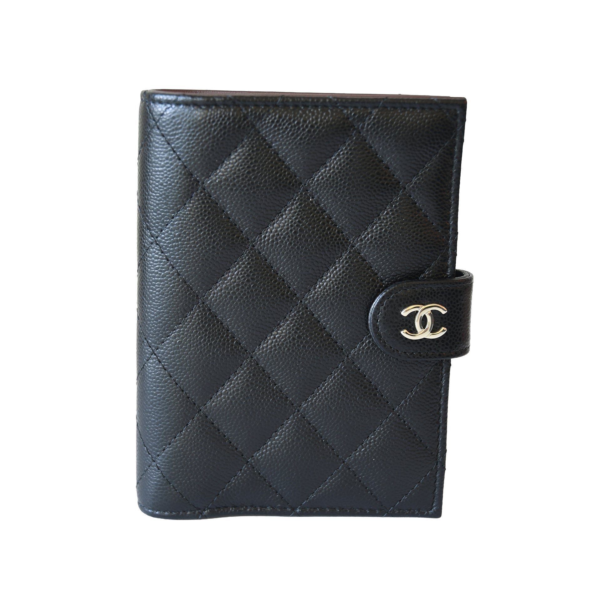 Chanel 26P CC Caviar Quilted Passport Holder Wallet Black-NOBLEMARS