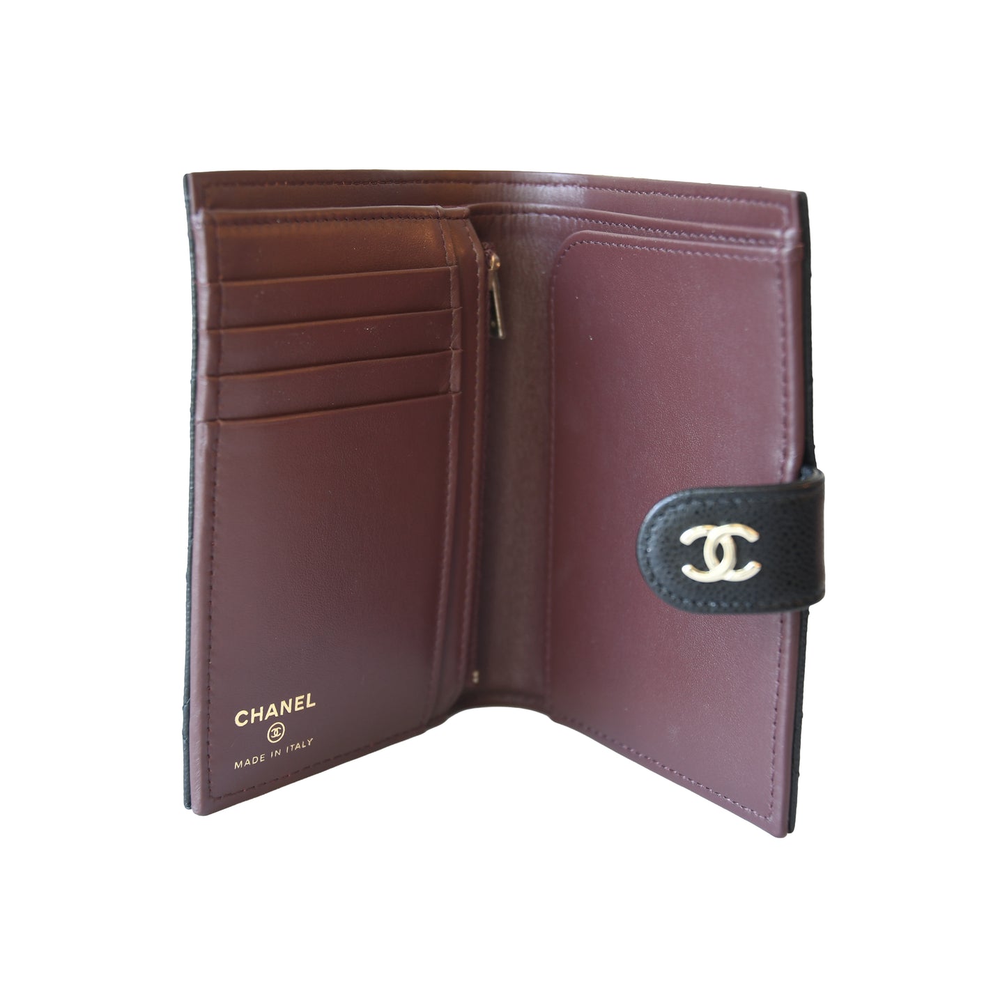 Chanel 26P CC Caviar Quilted Passport Holder Wallet Black-NOBLEMARS