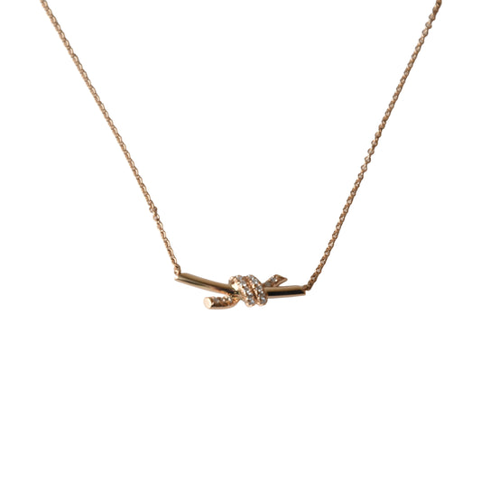 Tiffany Small Knot Pendant Necklace In 18k With Diamonds Rose Gold-NOBLEMARS