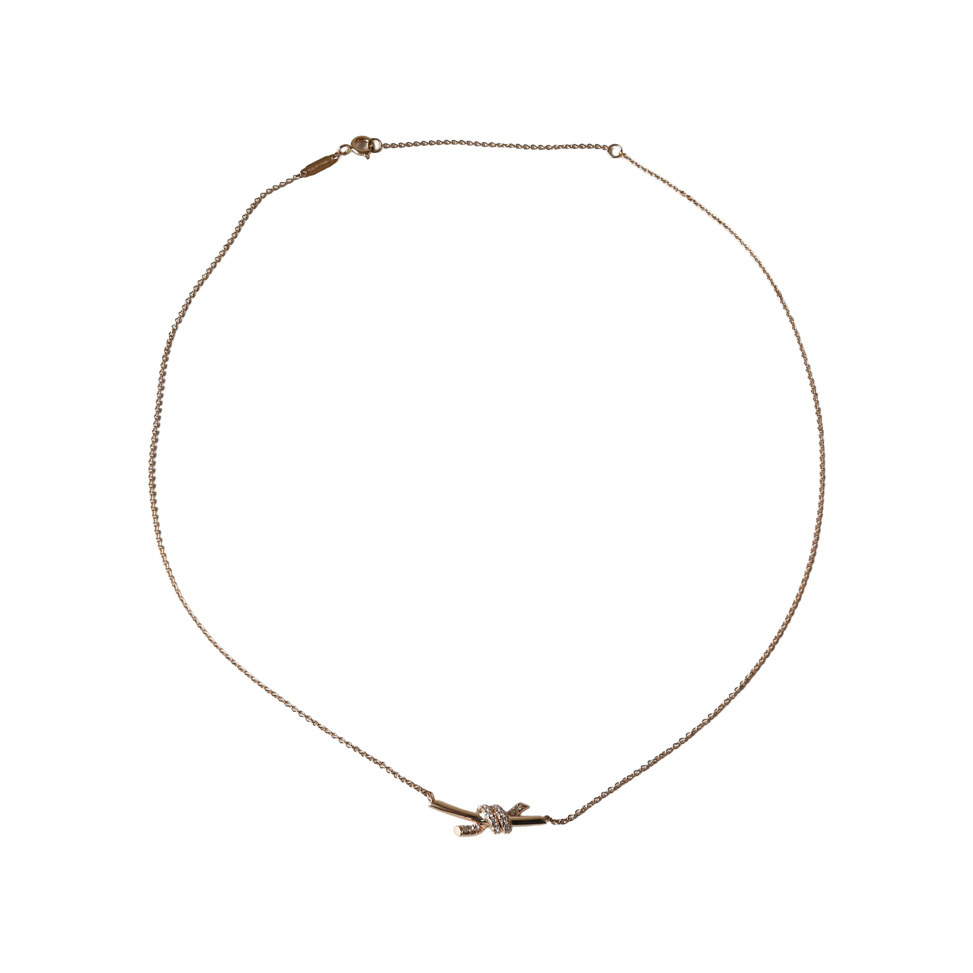 Tiffany Small Knot Pendant Necklace In 18k With Diamonds Rose Gold-NOBLEMARS
