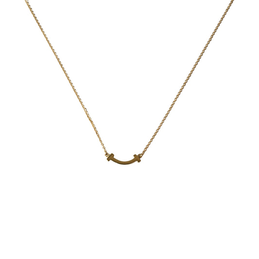 Tiffany 18k T Smile Mini Pendant Necklace Rose Gold-NOBLEMARS