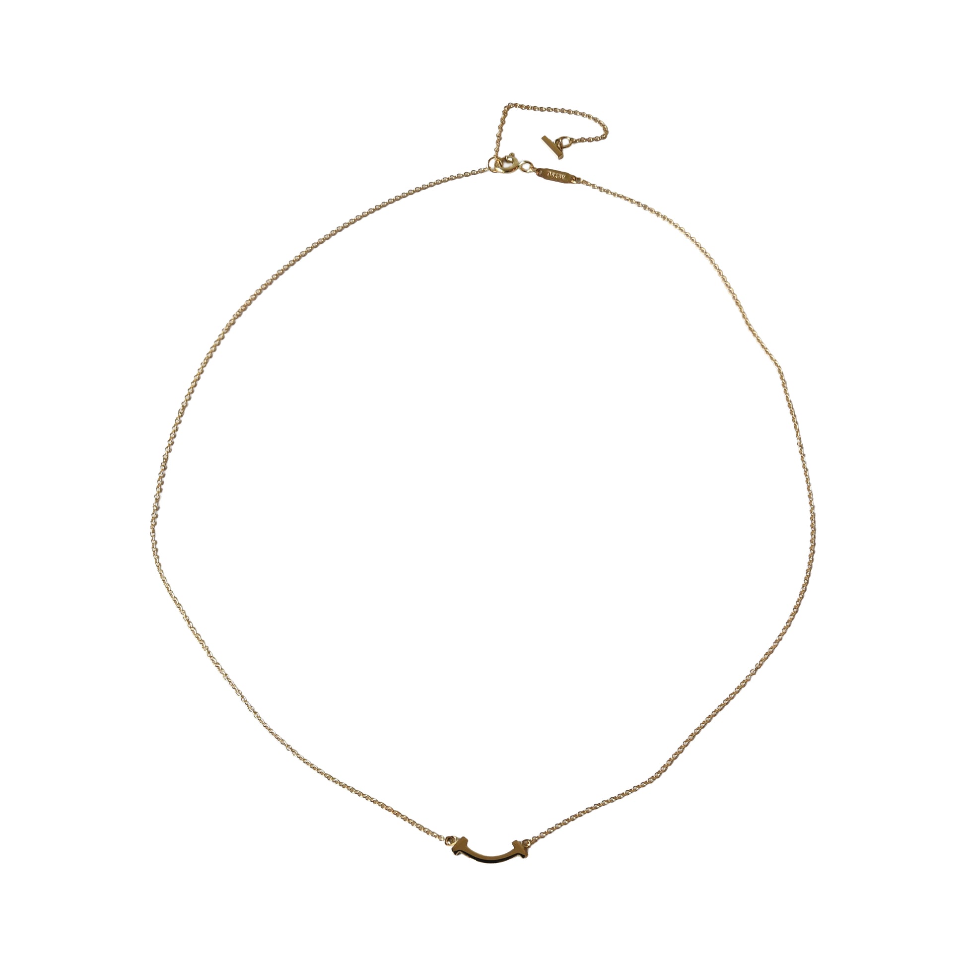 Tiffany 18k T Smile Mini Pendant Necklace Rose Gold-NOBLEMARS