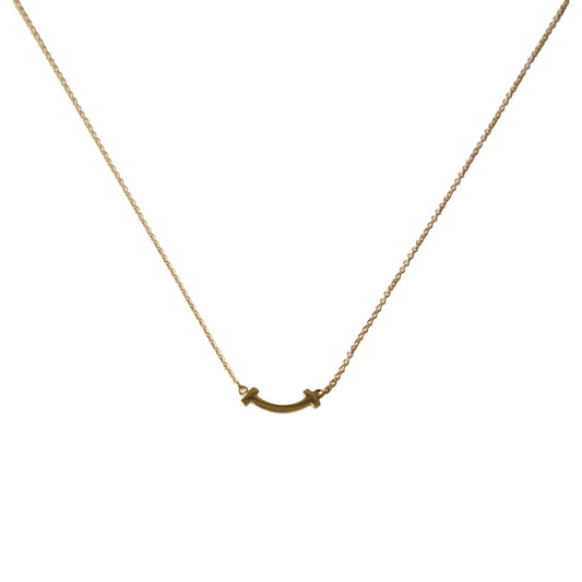 Tiffany 18k T Smile Mini Pendant Necklace Gold-NOBLEMARS
