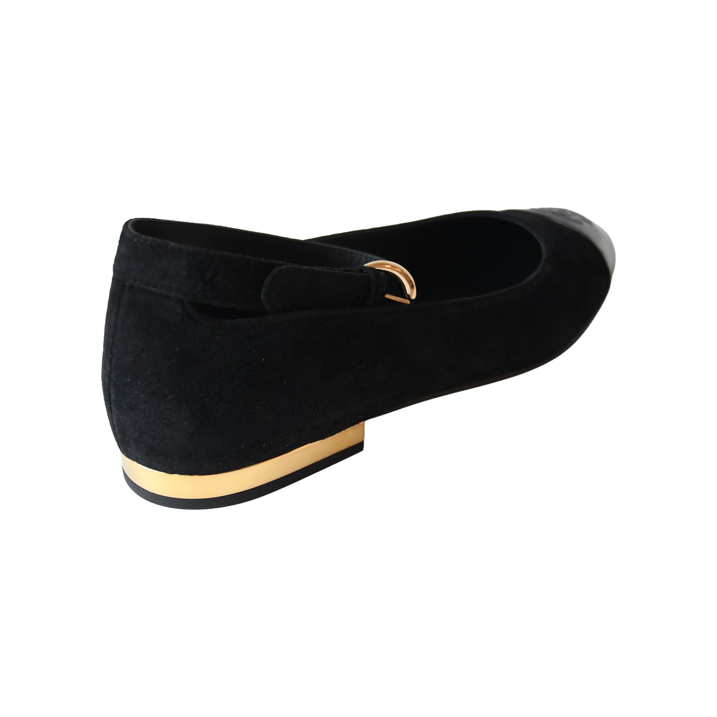 Chanel Suede Mary Jane Ballet Flats Black-NOBLEMARS