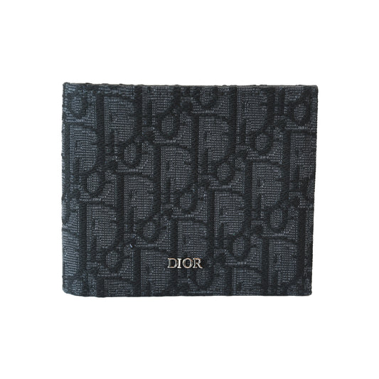 Dior Oblique Jacquard Bifold Wallet Black-NOBLEMARS