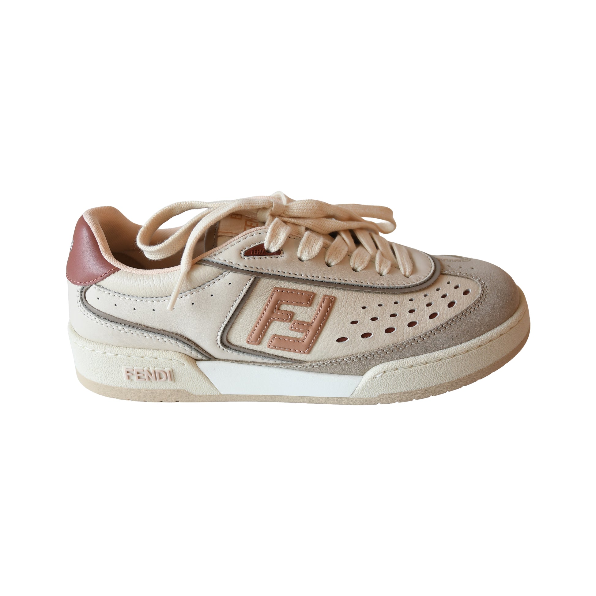 Fendi Match Leather Sneakers Rose-NOBLEMARS
